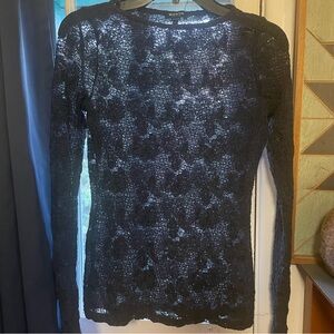 Worth New York Midnight Blue Sheer Lace Knit Top Small